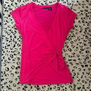 Pink Tahari faux-wrap top